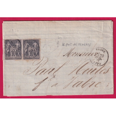 N°89 PAIRE CAD TYPE 16 VABRE TARN BOITE RURALE SUPPLEMENTAIRE B2 LE PONT DE SENEGAS POUR VABRE ETIQUETTE PUB LETTRE