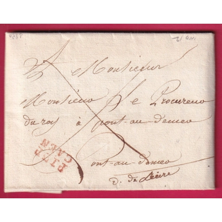 MARQUE P13P CAEN EN ROUGE CALVADOS POUR PONT AUDEMER EURE 1820 INDICE 12 LETTRE