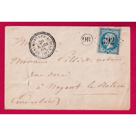 N°22 GC 392 BEAUMONT LES AUTELS EURE ET LOIR CAD TYPE 22 POUR NOGENT LE ROTROU LETTRE