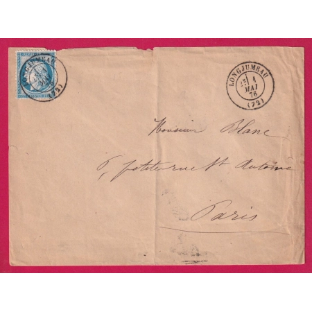 N°60 CAD TYPE 17 LONGJUMEAU SEINE ET OISE POUR PARIS LETTRE LETTRE