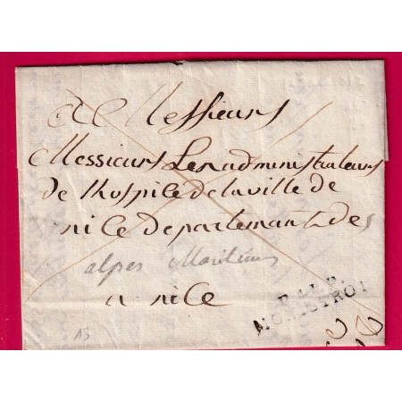 MARQUE P41P MONISTROL HAUTE LOIRE INDICE 13 POUR NICE ALPES MARITIMES 1812 LETTRE