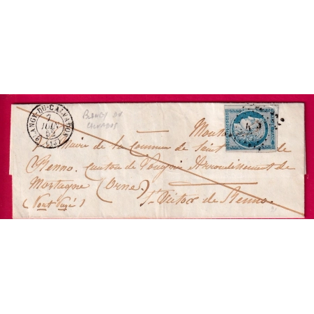 N°4 PC 405 BLANGY DU CALVADOS POUR ST VICTOR DE RENNO ORNE 1852 LETTRE