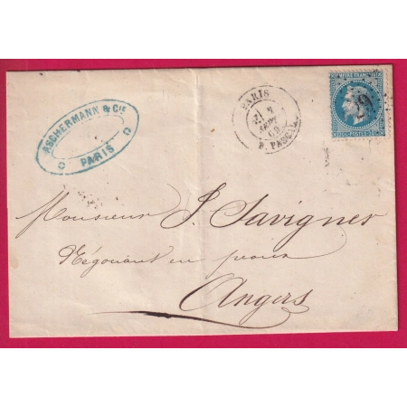 N°29 PARIS ETOILE 29 R PASCAL POUR ANGERS MAINE ET LOIRE INDICE 12 LETTRE