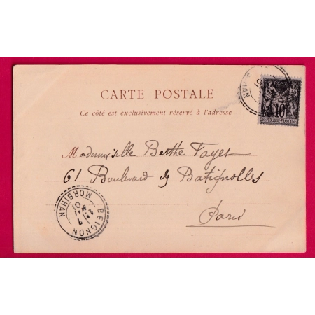 N°103 FACTEUR BOITIER BEIGNON MORBIHAN 1901 TYPE FB84 POUR PARIS LETTRE