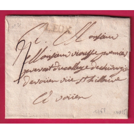 MARQUE LISIEUX CALVADOS 1768 LENAIN N°2 INDICE 15 POUR ROUEN SEINE INFERIEURE LETTRE COVER