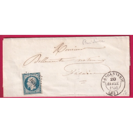 N°10 PC 1634 CAD TYPE 14 LANGANNERIE CALVADOS POUR FALAISE INDICE 16 LETTRE