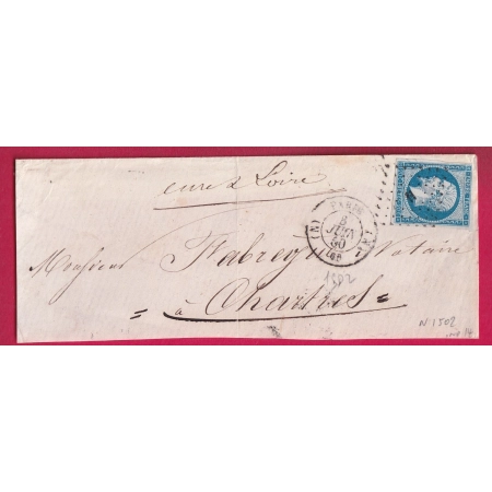 N°14 PARIS BUREAU N + POTHION 1502 POUR CHARTRES EURE ET LOIR DEVANT DE LETTRE LETTRE
