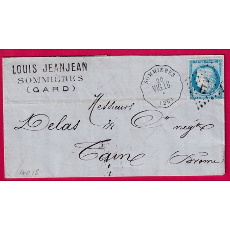 N°60 CONVOYEUR STATION SOMMIERES GARD LIGNE VIG.LU. INDICE 18 POUR TAIN DROME LETTRE