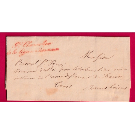 FRANCHISE GRAND CHANCELIER DE LA LEGION D'HONNEUR PARIS 1839 POUR TOURS INDRE ET LOIRE LETTRE COVER