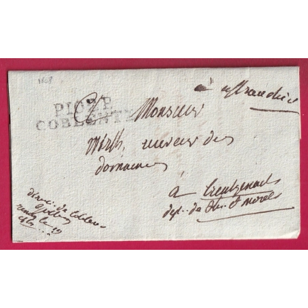 MARQUE CONQUIS P102P COBLENTZ ALLEMAGNE 1808 LETTRE COVER