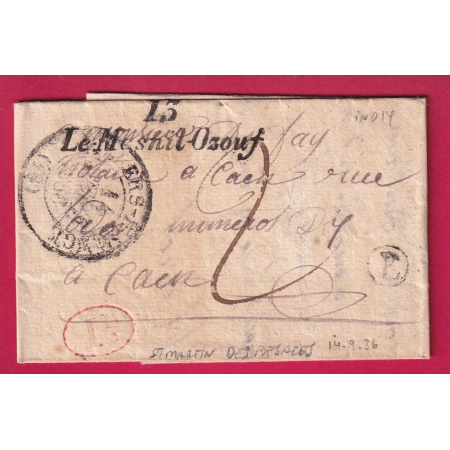 CURSIVE 14 LE MESNIL AUZOUF OZOUF CALVADOS BOITE RURALE L ST MARTIN DES BESACES DECIME RURAL POUR CAEN 1836 LETTRE