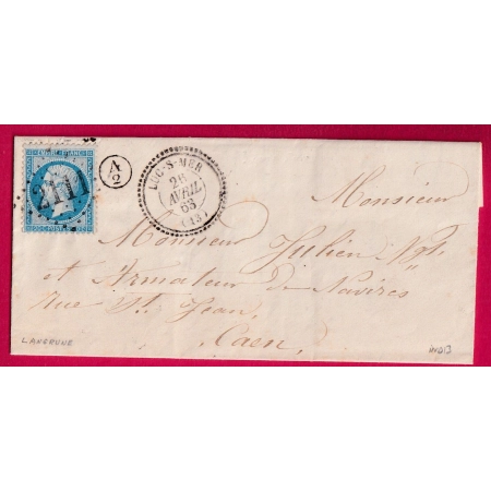 N°22 GC 2111 LUC SUR MER CAD TYPE 22 BOITE RURALE SUPPLEMENTAIRE A2 LANGRUNE POUR CAEN INDICE 13 LETTRE