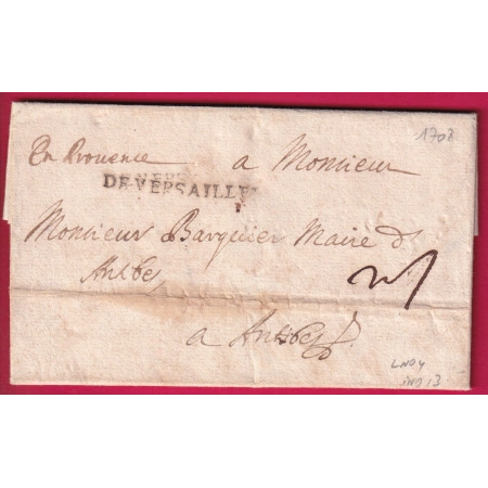 MARQUE DE VERSAILLES SEINE ET OISE 1708 LENAIN N°4 INDICE 13 POUR ANTIBES VAR ALPES MARITIMES  LETTRE