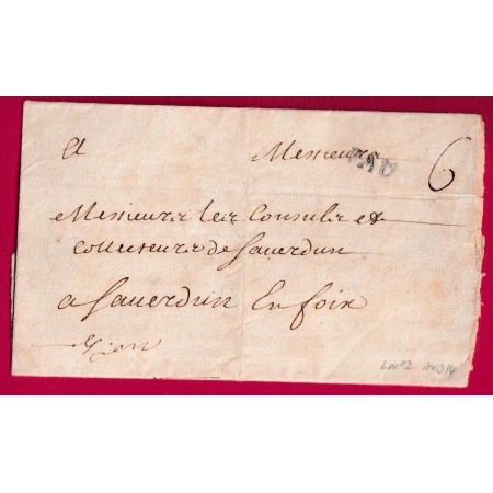 MARQUE PAU BASSES PYRENEES 1740 LENAIN N°2 INDICE 14 POUR SAVERDUN GERS LETTRE