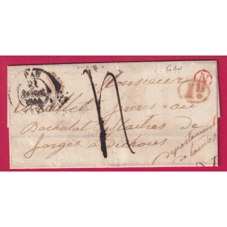 CAD TYPE 14 PAU BASSES PYRENEES BOITE RURALE N EN ROUGE GAN POUR YCHOUX LANDES DECIME RURAL LETTRE