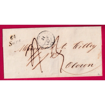 CURSIVE 64 SARE BASSES PYRENEES TAXE 4 MODIFIEE 3 POUR OLORON STE MARIE INDICE 14 LETTRE COVER