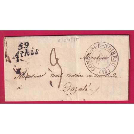 CURSIVE 59 ATHIS ORNE + CAD TYPE 13 CONDE SUR NOIREAU CALVADOS POUR DOZULE LETTRE COVER