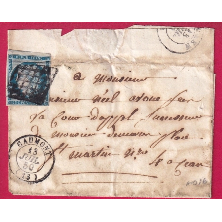 N°4 GRILLE CAUMONT CALVADOS 1850 POUR CAEN INDICE 16 LETTRE COVER