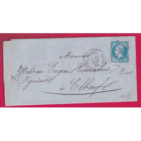 N°22 PARIS ETOILE 28 EX 20 DEUXIEME ETAT R CARDINAL LEMOINE POUR ELBEUF LETTRE