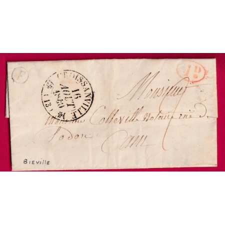 CAD TYPE 12 CROISSANVILLE CALVADOS BOITE RURALE F BIEVILLE DECIME RURAL POUR CAEN 1840 LETTRE