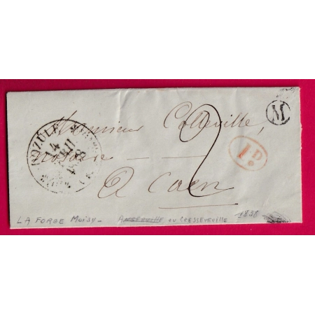 CAD TYPE 11 DOZULE CALVADOS BOITE RURALE M LA FORGES MOISY DECIME RURAL POUR CAEN 1838 LETTRE