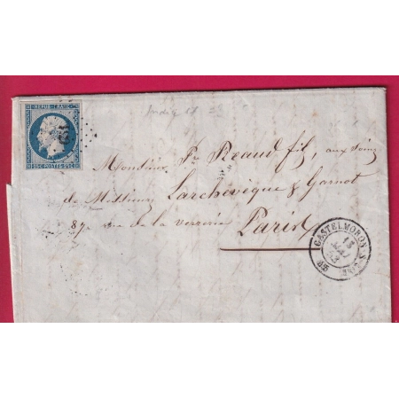 N°10 PC 631 CASTELMONRON SUR LOT ET GARONNE POUR PARIS + BILLET DANS LE TEXTE LETTRE
