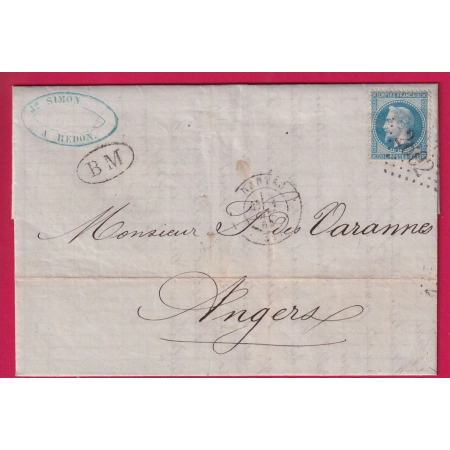 N°29 GC 2602 NANTES LOIRE INFERIEURE BM DE REDON ILLE ET VILAINE POUR ANGERS MAINE ET LOIRE LETTRE