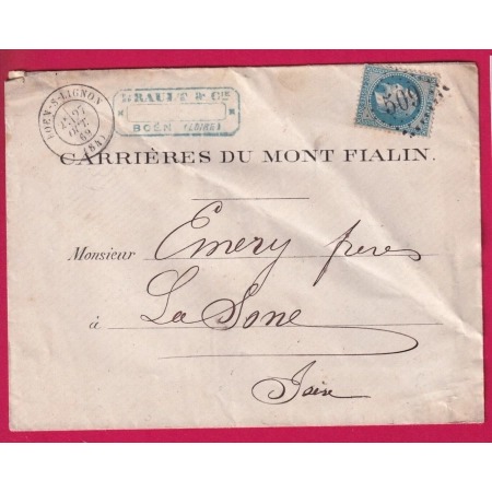 N°29 GC 509 BOEN SUR LIGNON LOIRE SUR ENVELOPPE IMPRIMEES CARRIERES DE MONT FIALIN POUR LA SONE ISERE LETTRE
