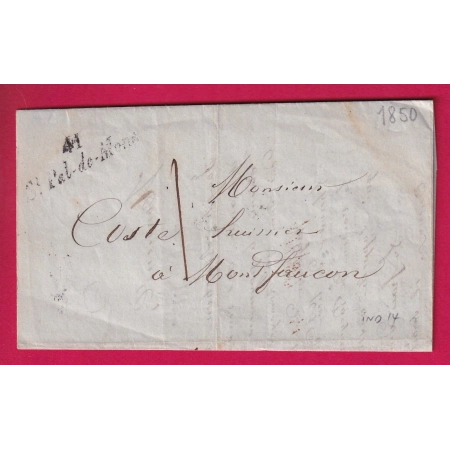 MARQUE 41 ST PAL DE MONS HAUTE LOIRE TAXE LOCALE 1 POUR MONTFAUCON 1850 INDICE 14 LETTRE
