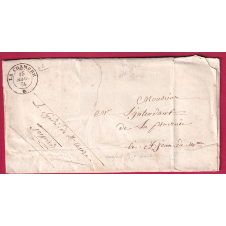 CAD SARDE LA CHAMBRE SAVOIE FRANCHISE LE SYNDIC DE ST AVRE POUR ST JEAN DE MAURIENNE 1856 LETTRE