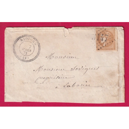 N°43A TTB GC 3147 RIOTORD HAUTE LOIRE CAD TYPE 24 POUR LABORIE LETTRE