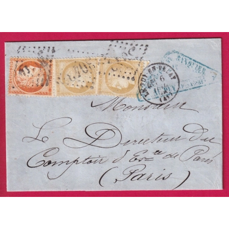 N°38 + 59 X2 GC 3043 LE PUY EN VELAY HAUTE LOIRE CAD TYPE 16 POUR PARIS LETTRE