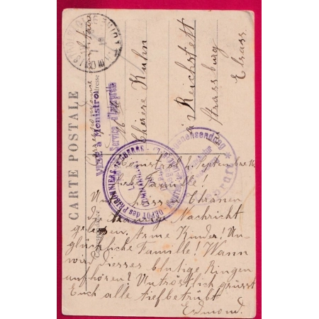 WW1 DEPOT DES PRISONNIERS DE GUERRE MONISTROL SUR LOIRE HAUTE LOIRE + CENSURE SERVICE INTERPRETE POUR STASBOURG LETTRE