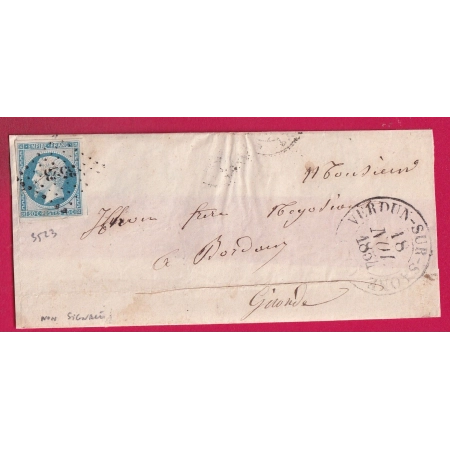 N°14 BLEU LAITEUX PC 3523 CAD TYPE 13 VERDUN SUR SAONE RARE NON SIGNALE PAR CHEVALIER LETTRE INCOMPLETE