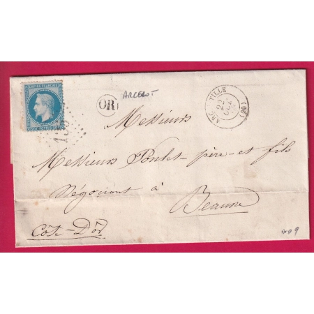 N°29 GC 135 ARC SUR TILLE COTE D'OR OR ARCELOT POUR BEAUNE LETTRE