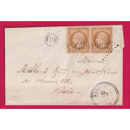 N°21 GC 3085 RANVILLE CALVADOS CAD TYPE 22 POUR PARIS LETTRE