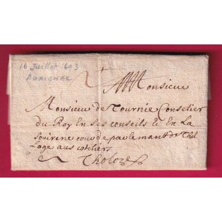 LETTRE DE AURIGNAC HAUTE GARONNE 1693 POUR TOULOUSE TAXE MANUSCRIT 2 LETTRE