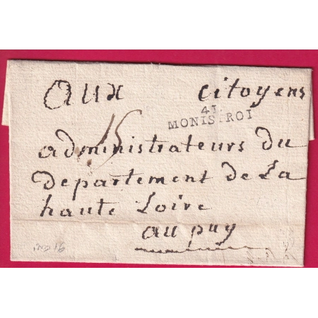 MARQUE 41 MONISTROL HAUTE LOIRE INDICE 16 POUR LE PUY EN VELAY 15 FRIMAIRE AN ? LETTRE