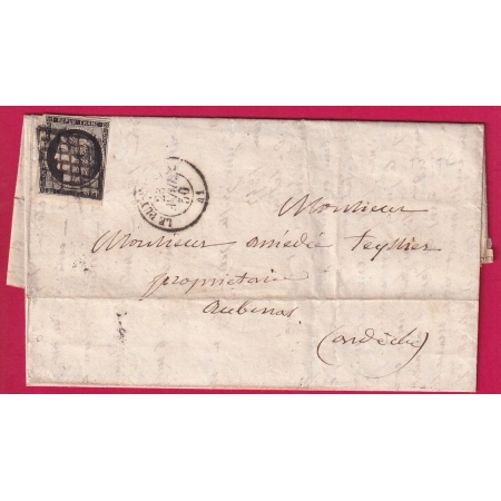 N°3 GRILLE LE PUY EN VELAY HAUTE LOIRE POUR AUBENAS ARDECHE 1850 LETTRE