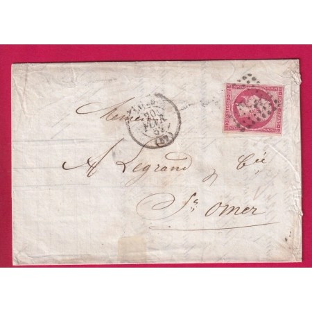 N°17B ROSE PC 1727 LILLE NORD POUR ST OMER 1862 LETTRE
