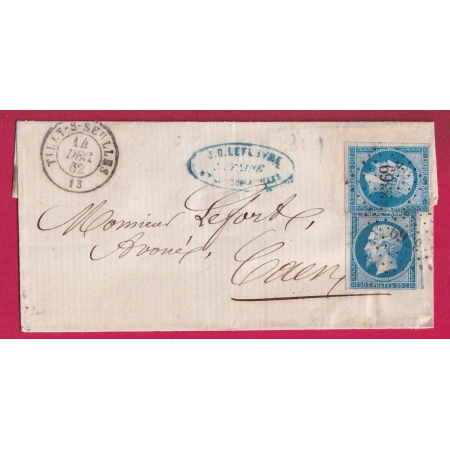 N°14 X2 TYPE I + TYPE II DEUX COULEURS DIFFERENTES PC 3369 TILLY SUR SEULLES CALVADOS POUR CAEN LETTRE