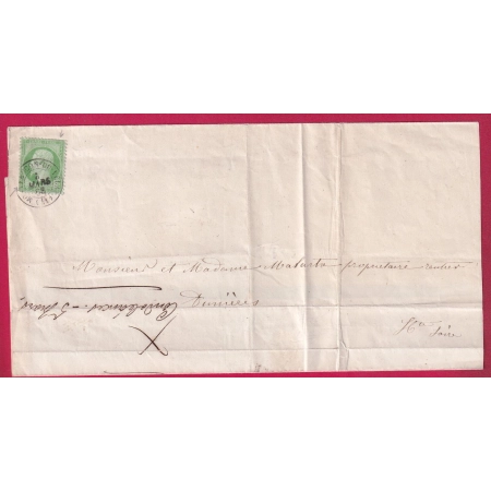N°20 CAD TYPE 15 MONTFAUCON DU VELAY HAUTE LOIRE POUR DUNIERES 1868 LETTRE