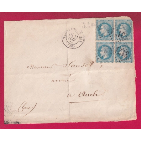 N°29 BLOC DE 4 GC 3171 ROCHEFORT SUR MER CHARENTE INFERIEURE POUR AUCH GERS DEVANT DE LETTRE