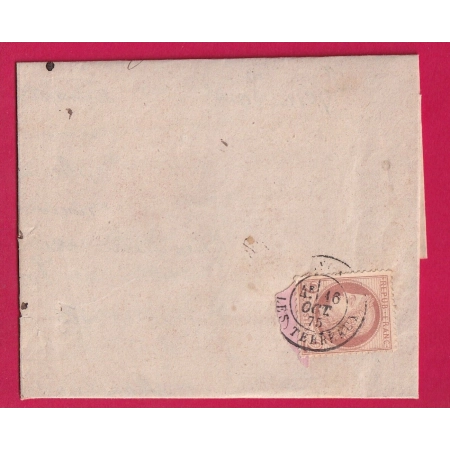 N°51 SUR SUR IMPRIME LYON LES TERREAUX 1875 MANQUE BANDE LETTRE