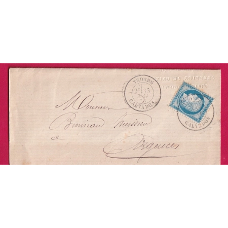 N°60 CAD TYPE 18 TROARN CALVADOS POUR ARGENCES LETTRE