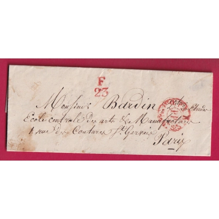 PARIS PP DISTR. ROUGE BOITIER F23 POUR PARIS LEVEE F AU DOS LETTRE