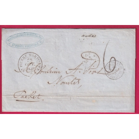 CAD ST PIERRE MARTINIQUE TAXE TAMPON 6 VOIE ANGLAISE 1859 LETTRE