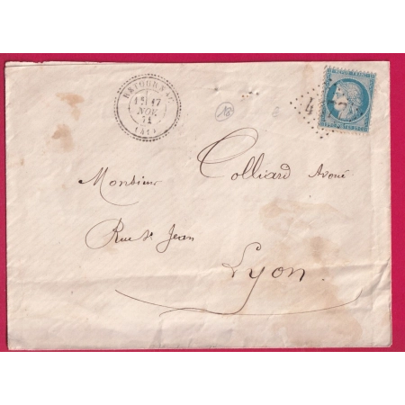 N°60 GC 4577 RETOURNAC HAUTE LOIRE CAD TYPE 24 INDICE 18 POUR LYON LETTRE