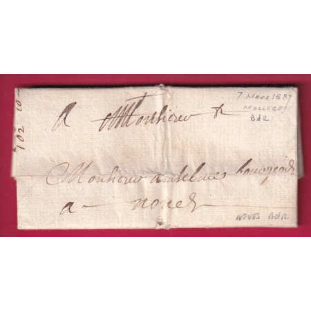 LETTRE DE MOLLEGES BOUCHES DU RHONE  1687 POUR NOVES LETTRE