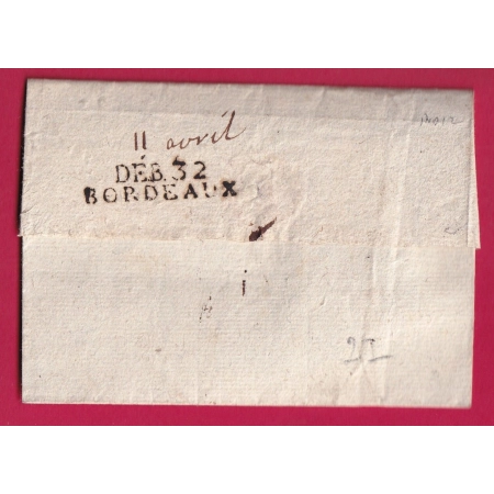 DEBOURSE DEB 32 BORDEAUX MARQUE DEPART 41 BRIOUDE HAUTE GARONNE 1824 ERREUR DESTINATION BEDARIEUX LETTRE COVER